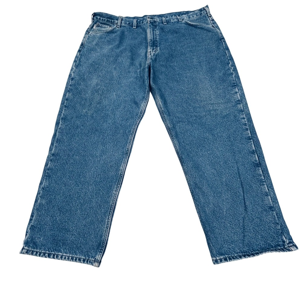 Carhartt Relaxed Fit Jeans Mens 48x30 Plaid Lined Waist Denim Workwear Utility - Picture 1 of 10